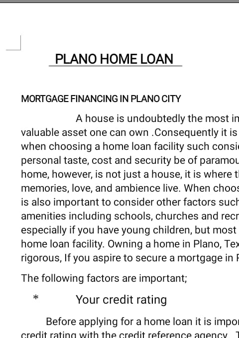 Plano home loan